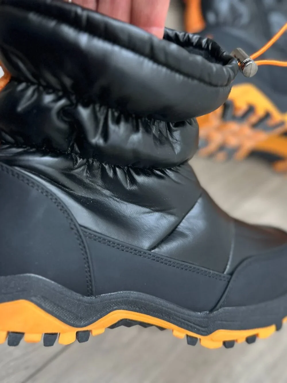 Bruno Marc Kids Snow Boots Black Orange Faux Fur Lined Size US 3 EU 35